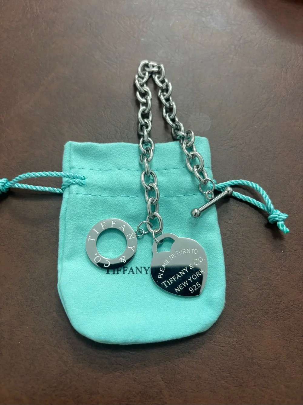 Tiffany & Co. Sterling Silver Heart Tag Toggle Bracelet in Signature Blue